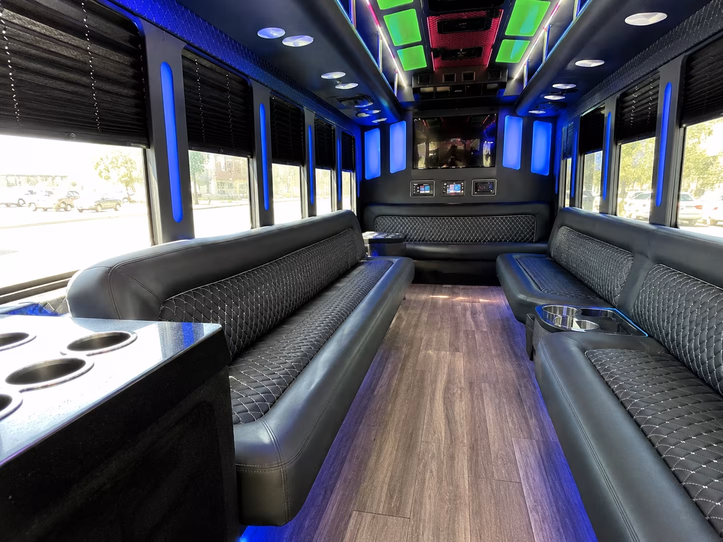 lawrence 15 passenger party bus inside