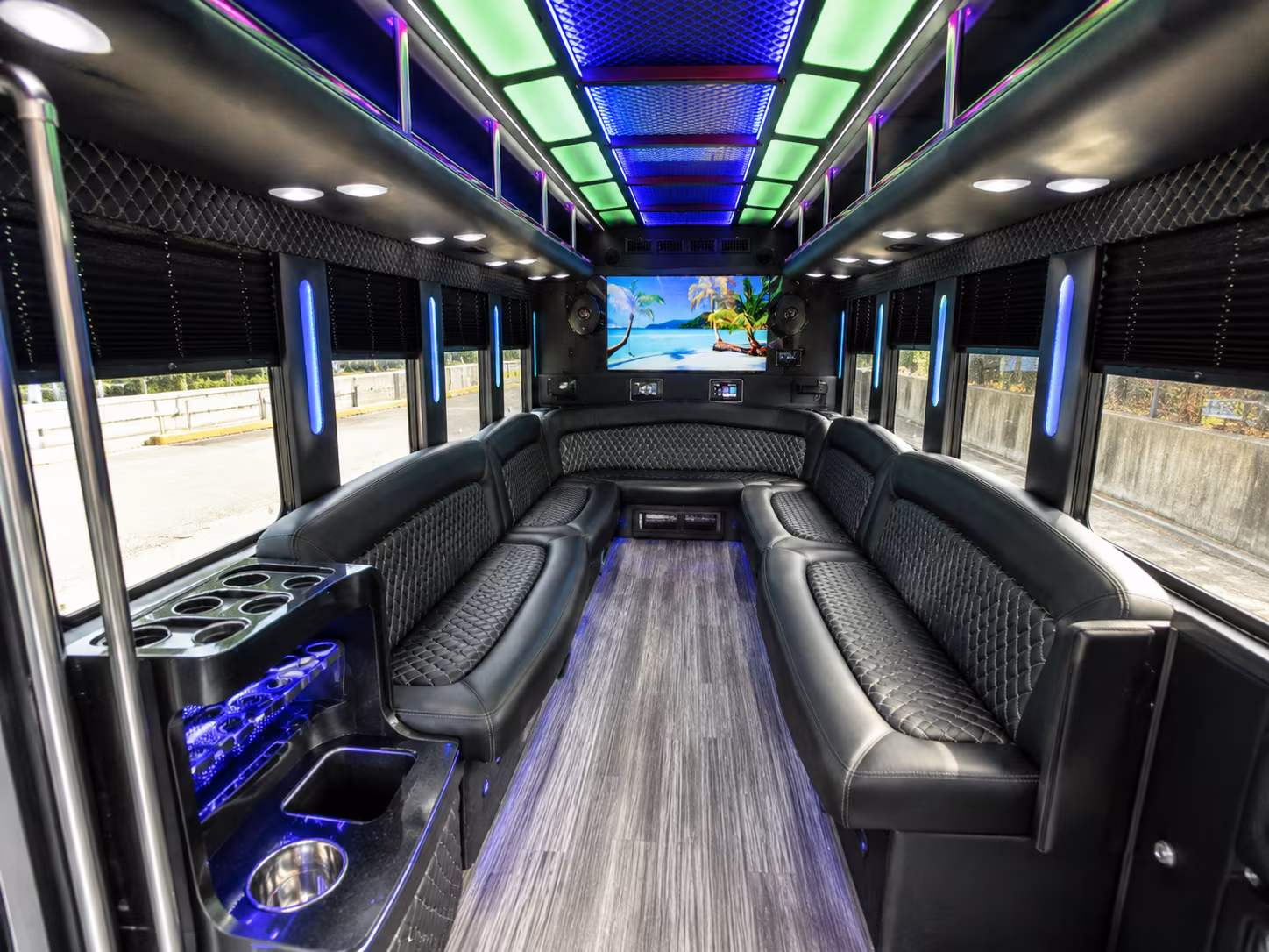 lawrence 18 passenger party bus inside
