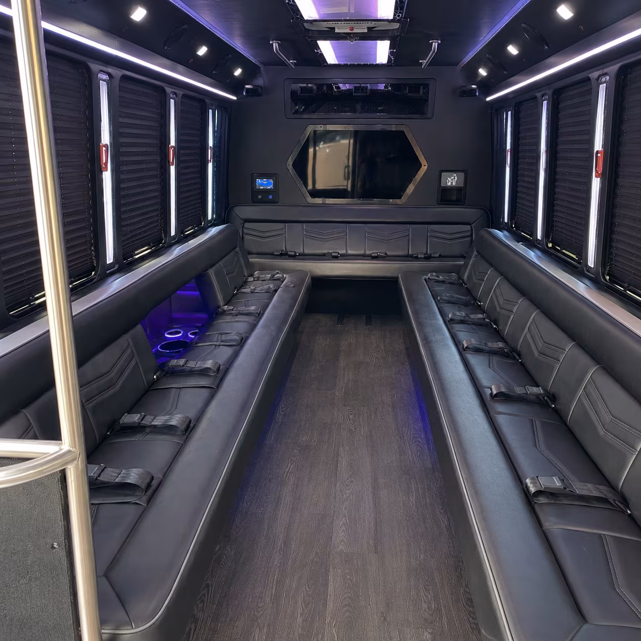 lawrence 18 passenger party bus interior