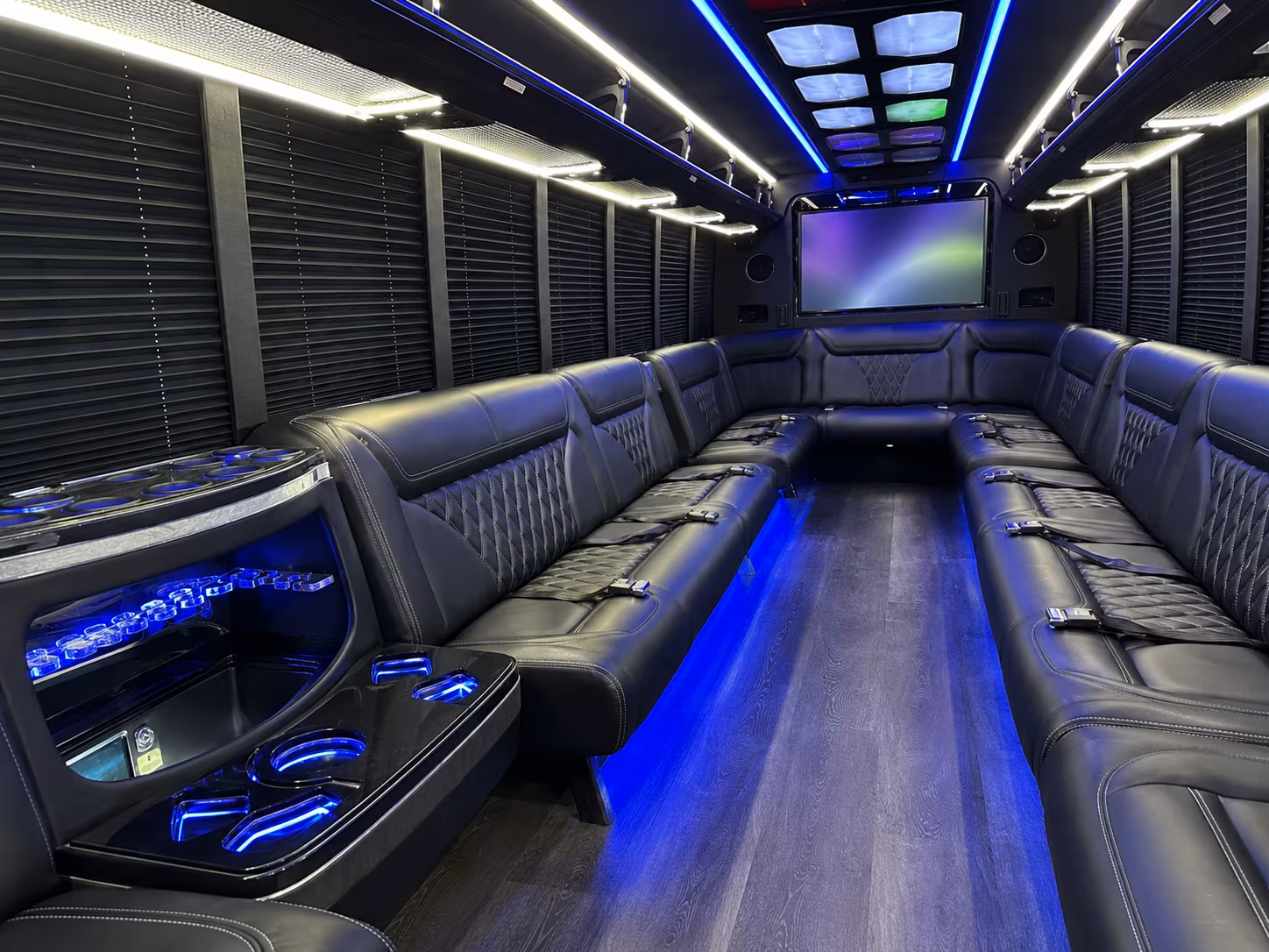lawrence 20 passenger party bus inside