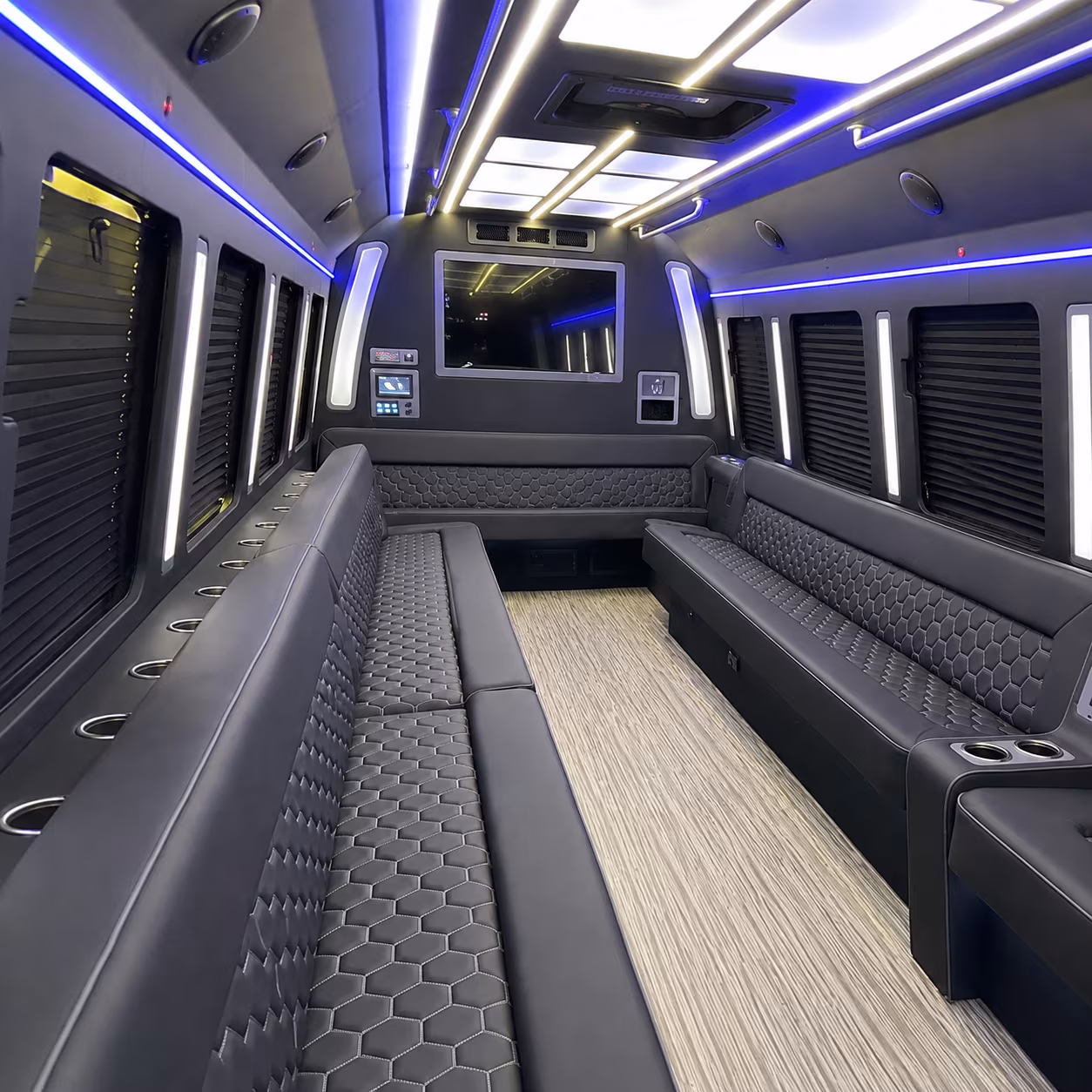 lawrence 40 passenger party bus inside